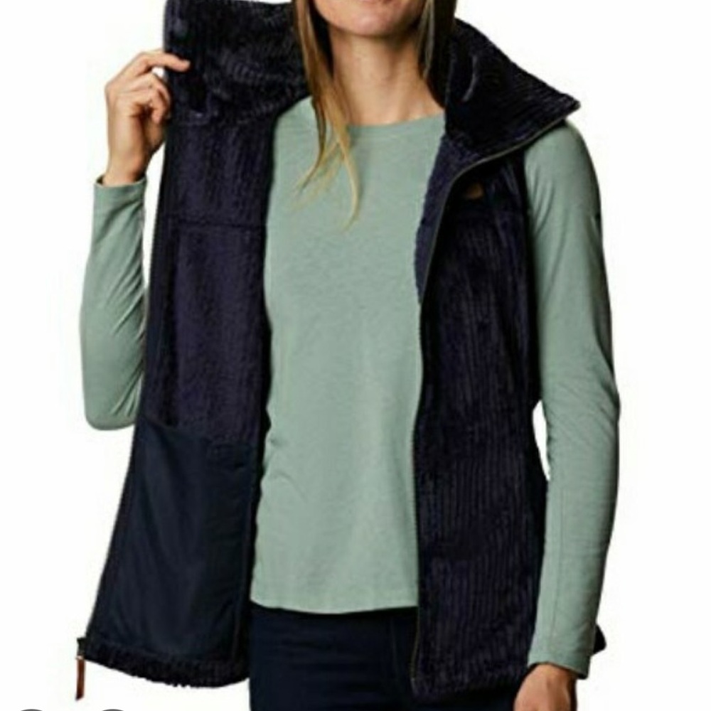 NWT Columbia fireside Sherpa long vest in navy cord size small - Picture 4 of 12
